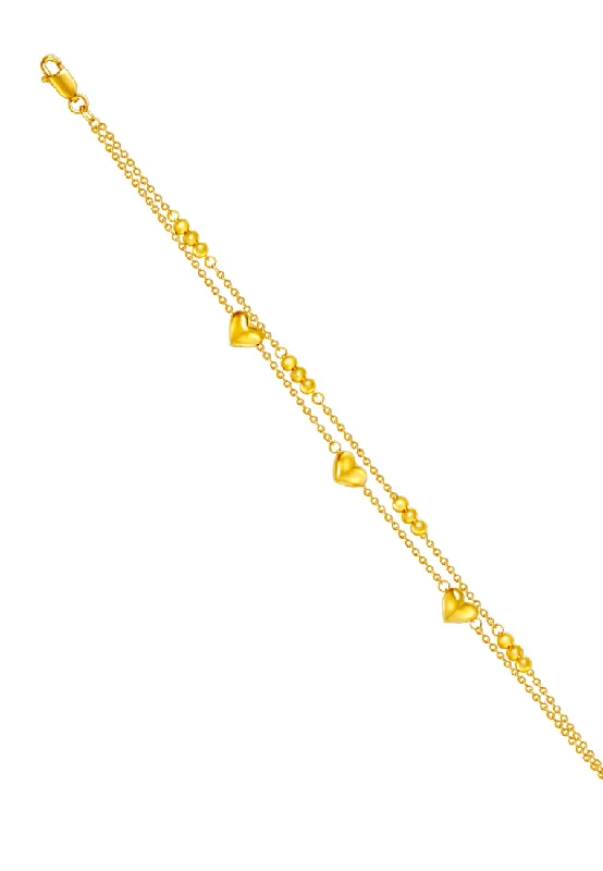 women's open bangles-TOMEI Love Beads Double Strand Bracelet, Yellow Gold 916