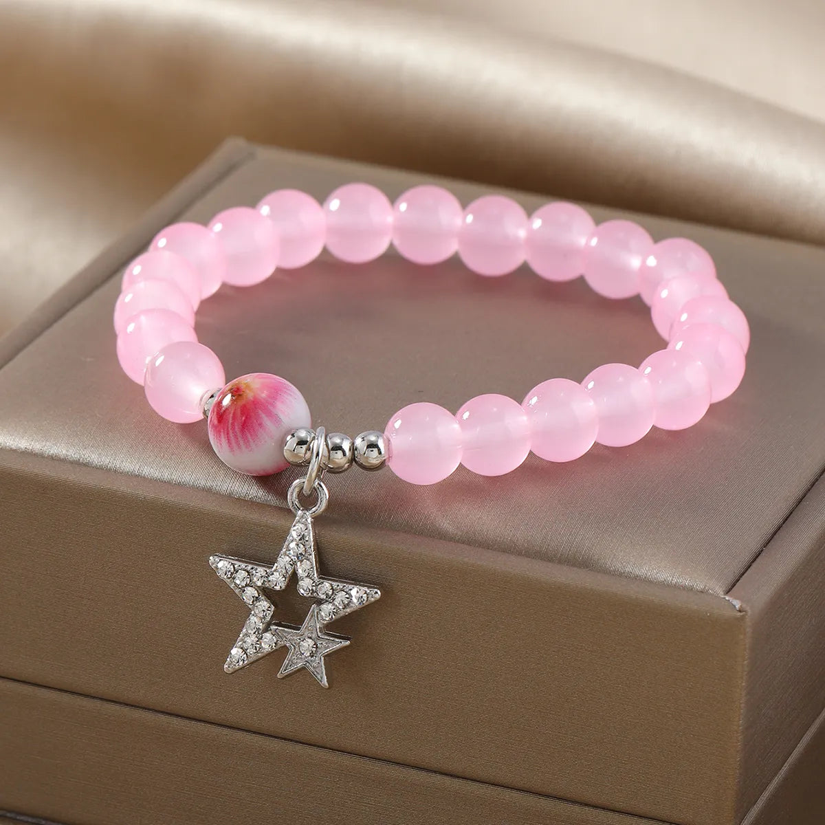 women's gemstone bracelets-Cute Pentagram Alloy Glass Beaded Artificial Rhinestones Women'S Bracelets