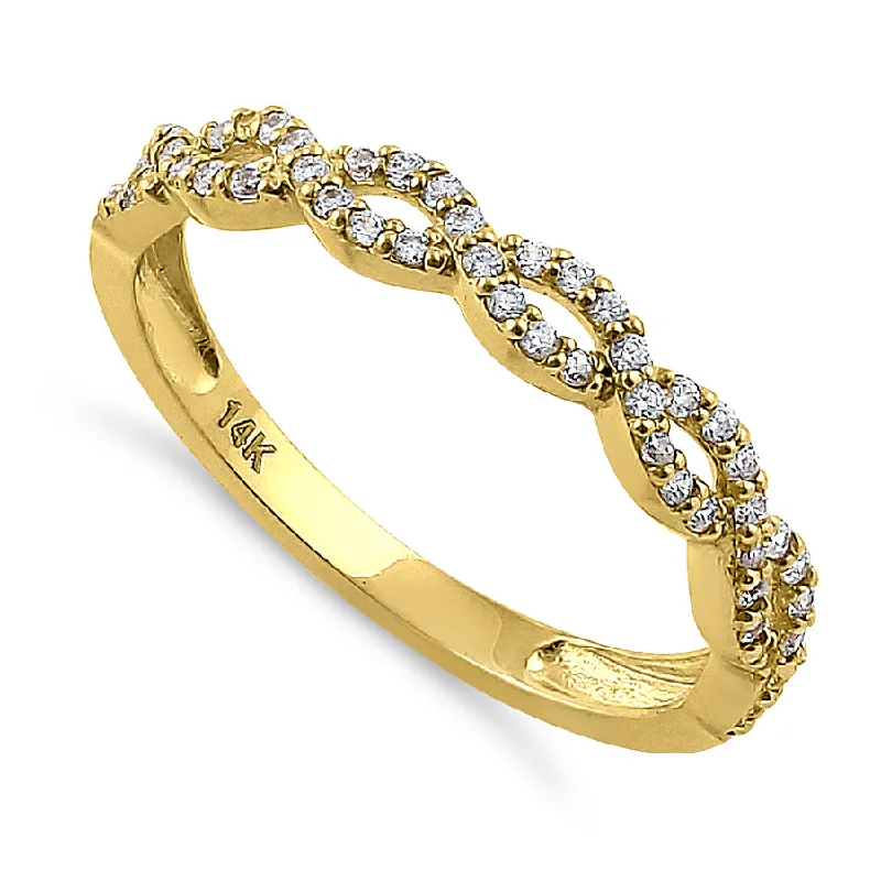 women's high-set engagement rings-Solid 14K Yellow Gold Simple Twist 0.26 ct. Diamond Ring