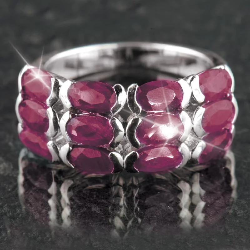 women's lab-grown diamond rings-Ruby Band Ring