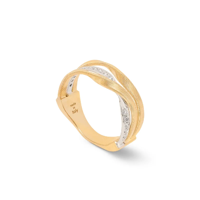 women's white gold engagement rings-Marco Bicego Marrakech Three-Strand Coil Diamond Ring