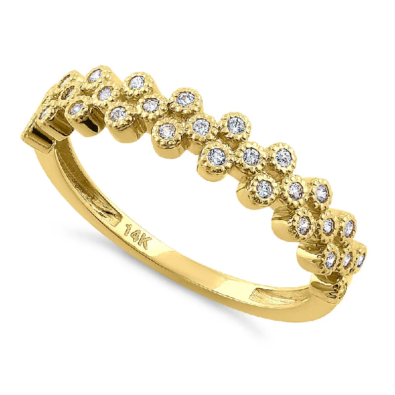 women's zodiac engagement rings-Solid 14K Yellow Gold Cluster Bubble 0.23 ct. Diamond Ring