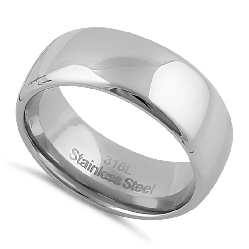 women's white sapphire engagement rings-Stainless Steel Men's 8mm Polished Wedding Band