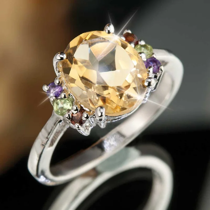 women's heart-shaped rings-Verdi Citrine Ring