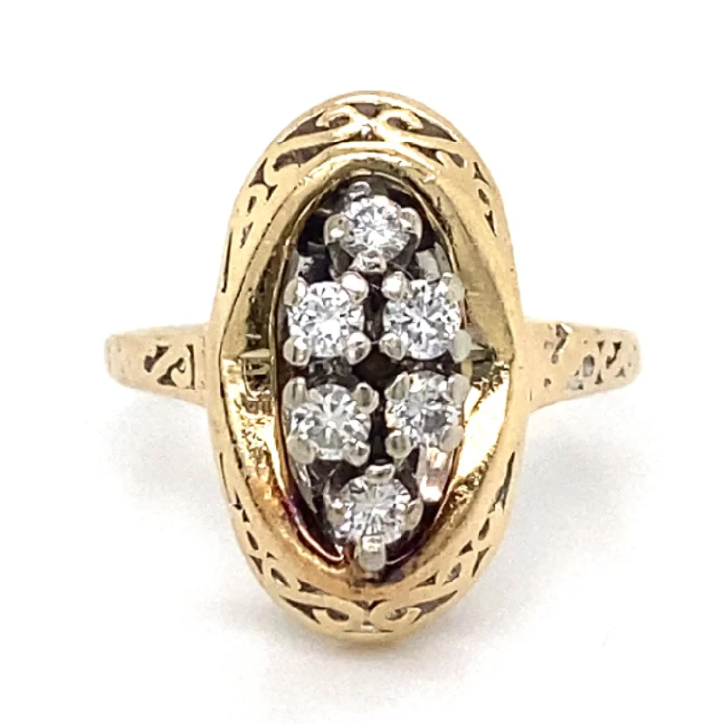 women's gemstone side stone engagement rings-Estate Vintage Style Diamond Ring