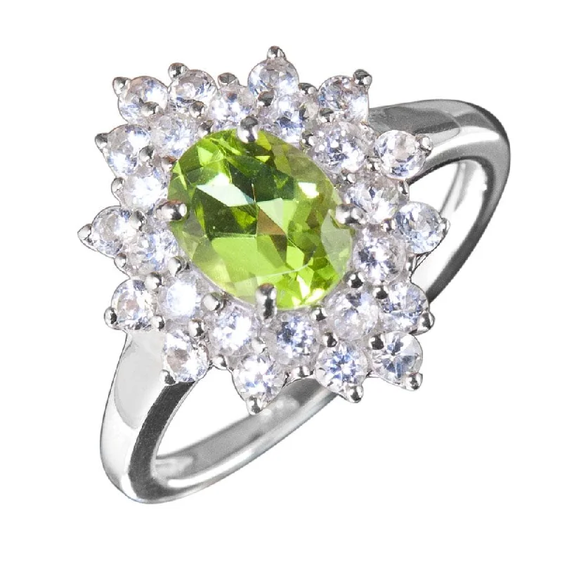 women's sapphire rings-Peridot Cluster Ring