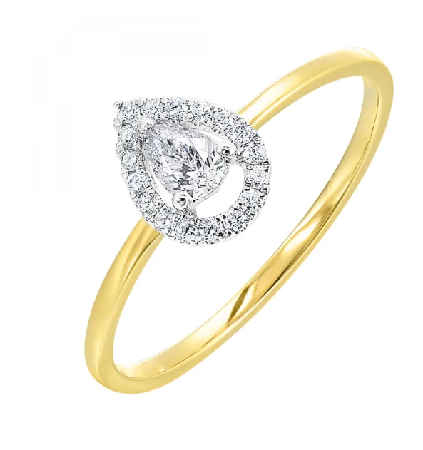 women's cushion-cut engagement rings-14K Yellow & White Gold 0.25cttw I1 H-I Diamond Engagement Ring