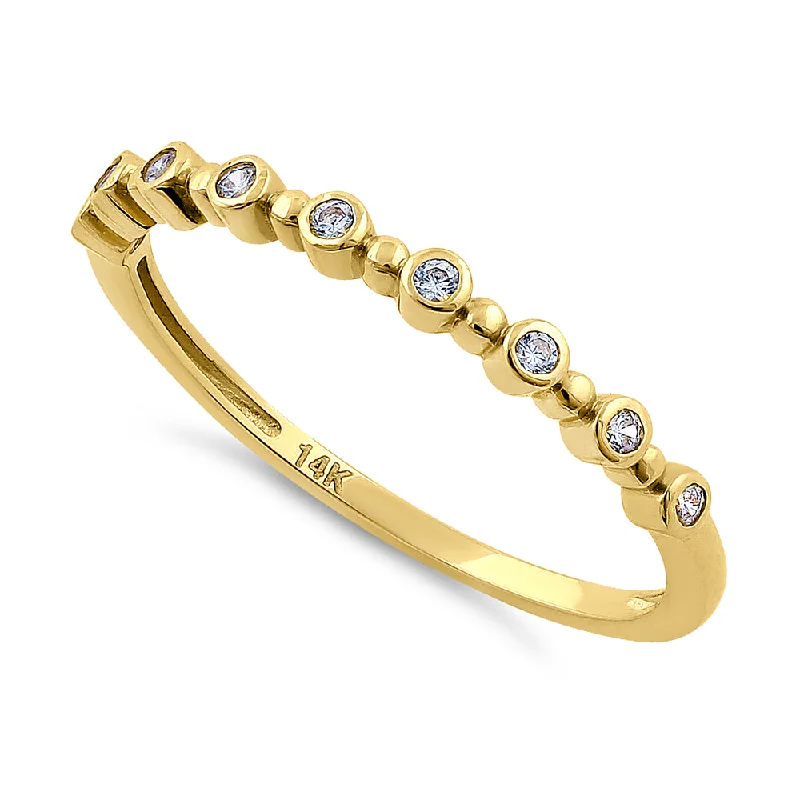 women's bezel-set engagement rings-Solid 14K Yellow Gold Single Row Round 0.11 ct. Diamond Ring