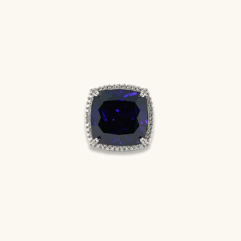 women's open rings-Giant Blue Sapphire Statement Ring