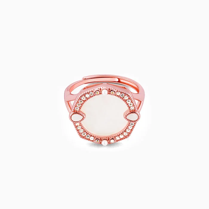 women's trendy rings-Rose Gold White Magic Ring