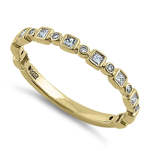 women's floating diamond engagement rings-Solid 14K Yellow Gold Alternating 0.27 ct. Diamond Ring