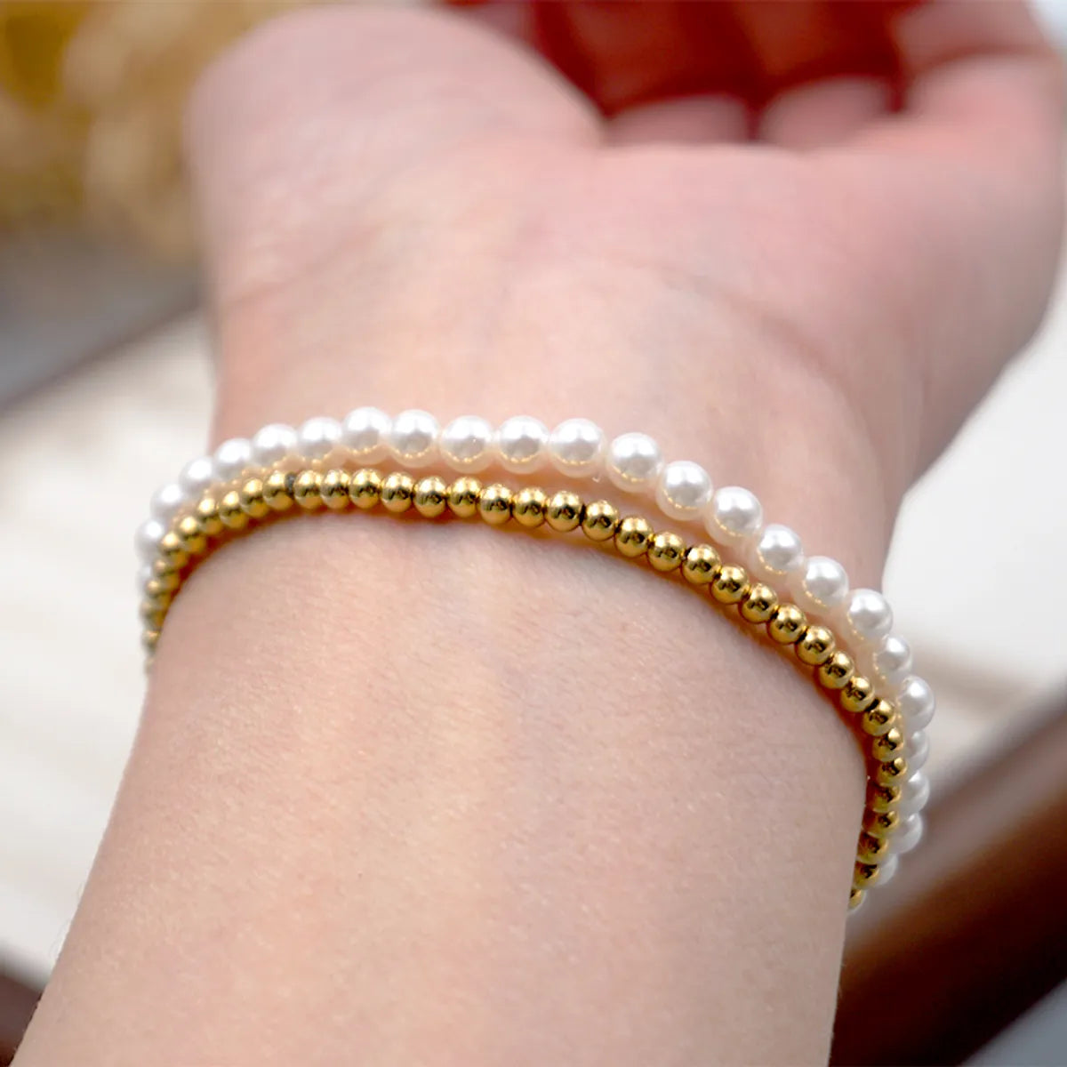 women's friendship bracelets-Wholesale Jewelry Simple Style Classic Style Round 304 Stainless Steel Imitation Pearl Titanium Steel Beaded Bracelets