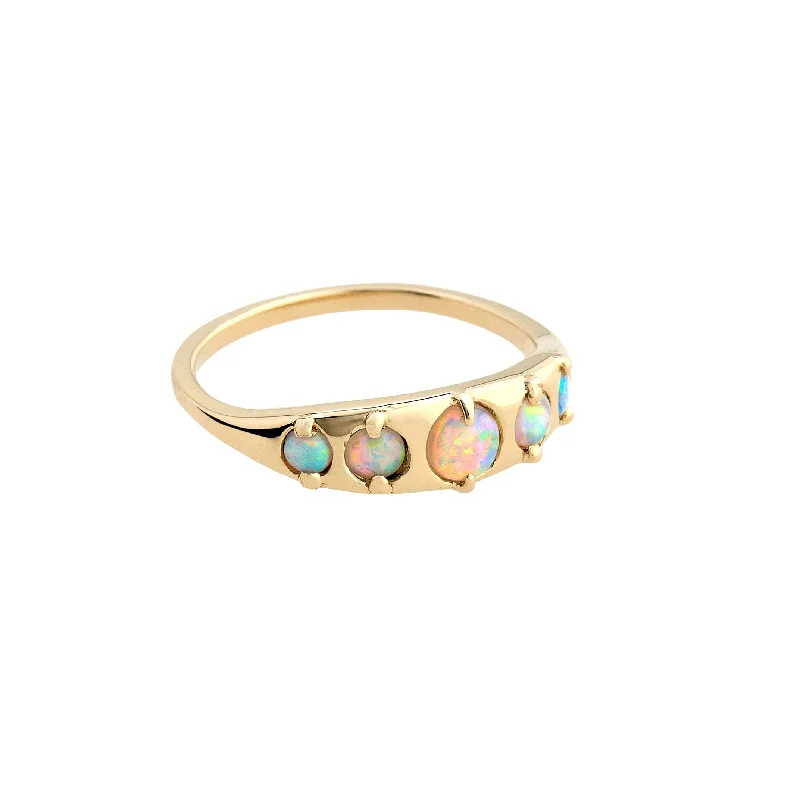 women's opal rings-Five Opal Ring