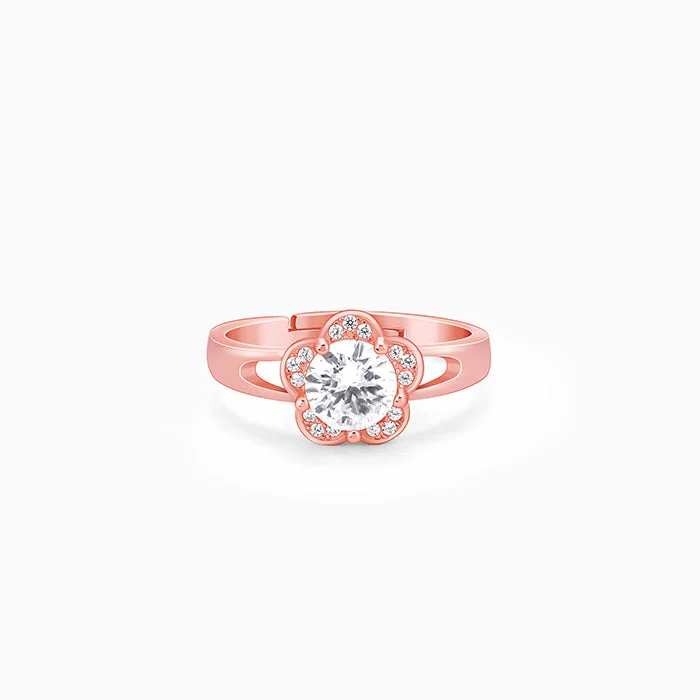 women's heirloom rings-Rose Gold Buttercups Floral Ring