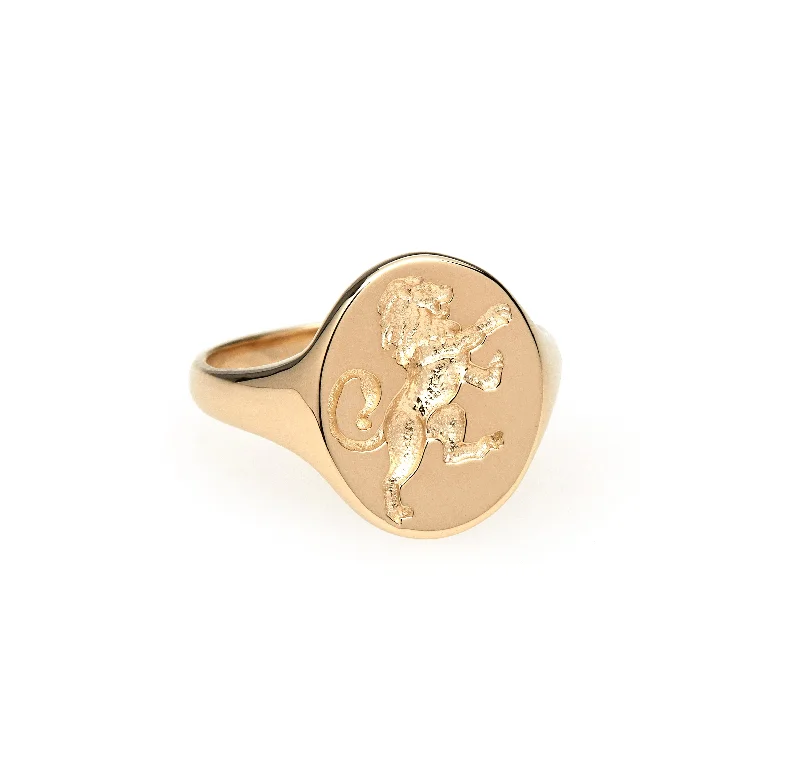 women's halo rings-GOLD ZODIAC SIGNET RINGS