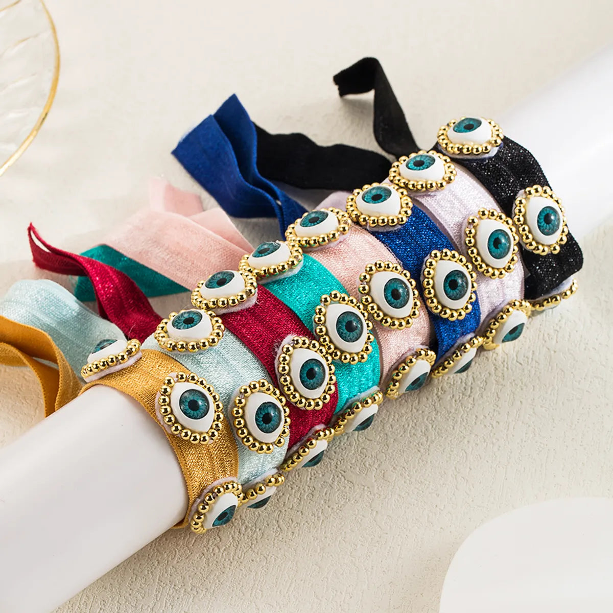 women's high-end bangles-Ig Style Vacation Roman Style Devil's Eye Cloth Copper Wristband In Bulk