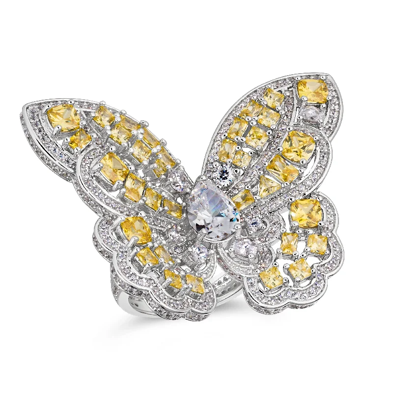 women's adjustable size rings-Mariah Butterfly Ring XL