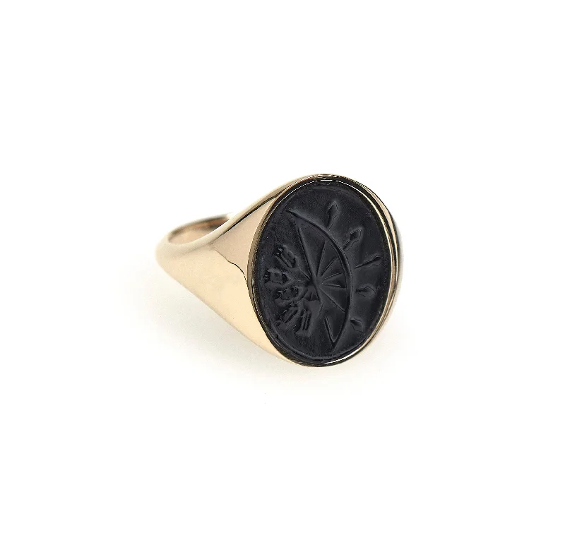 women's stackable rings-BOW AND ARROW INTAGLIO SIGNET RING