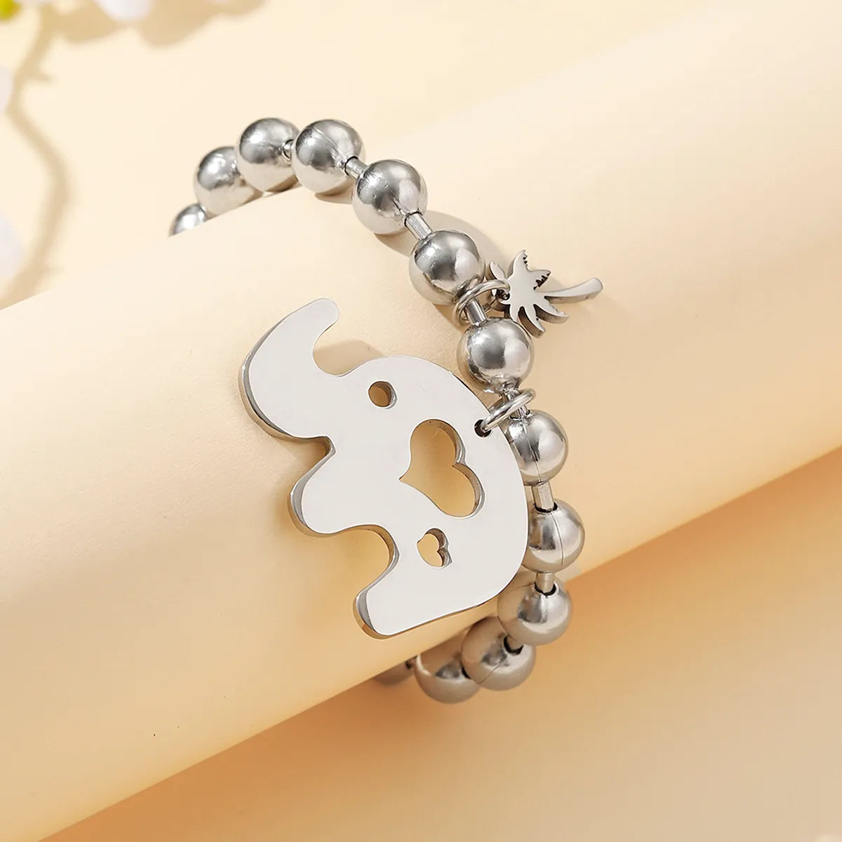 women's oval bracelets-Stainless Steel Hip-Hop Sports Elephant Coconut Tree Carving Bracelets