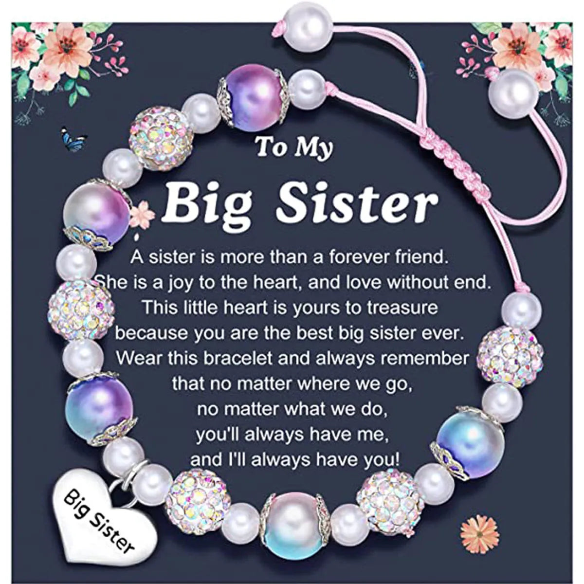 Engraved Big Sister Blue Purple Card