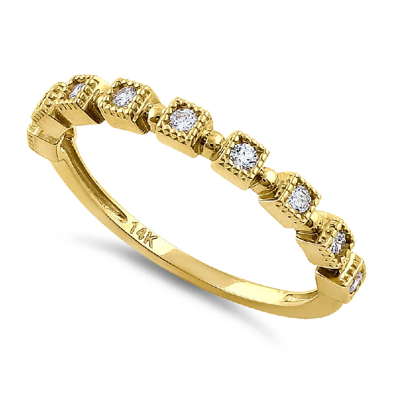 women's split band engagement rings-Solid 14K Yellow Gold Single Row Square Frame Round 1.89 ct. Diamond Ring