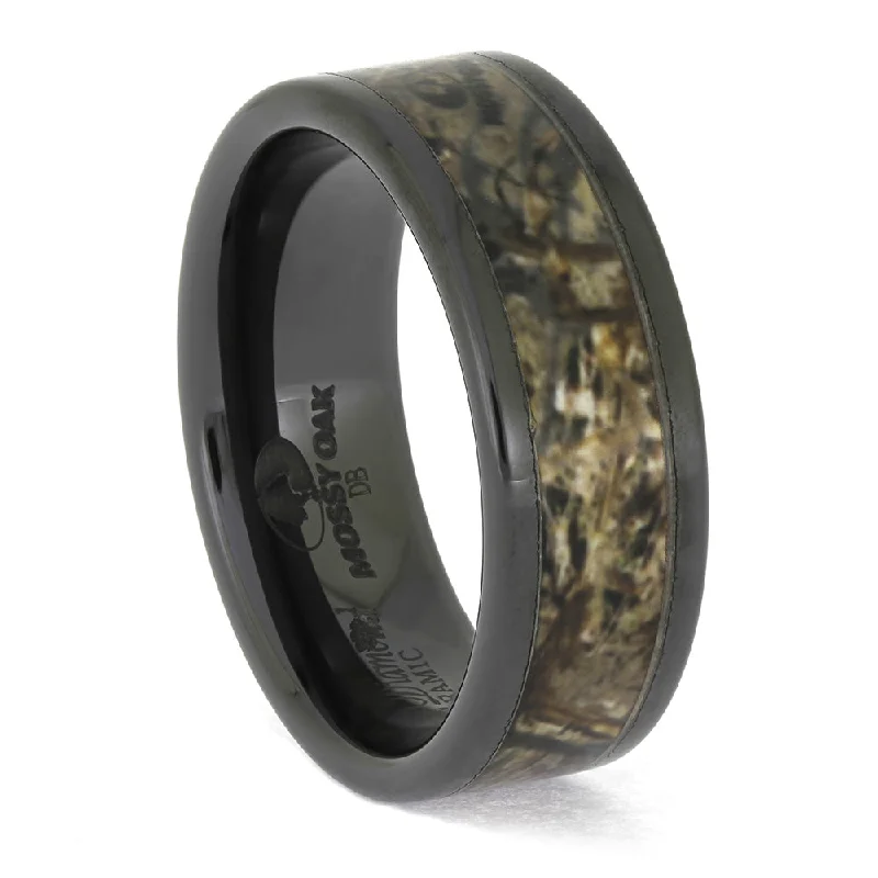 women's halo rings-Mossy Oak® Black Ceramic Camo Ring