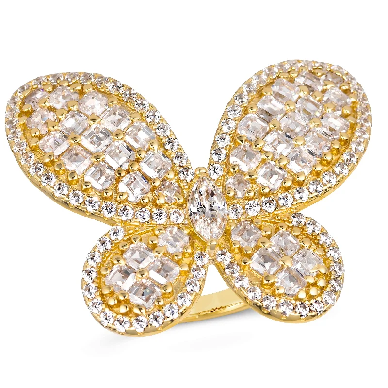 women's protection rings-Olivia Butterfly Ring in Yellow Gold