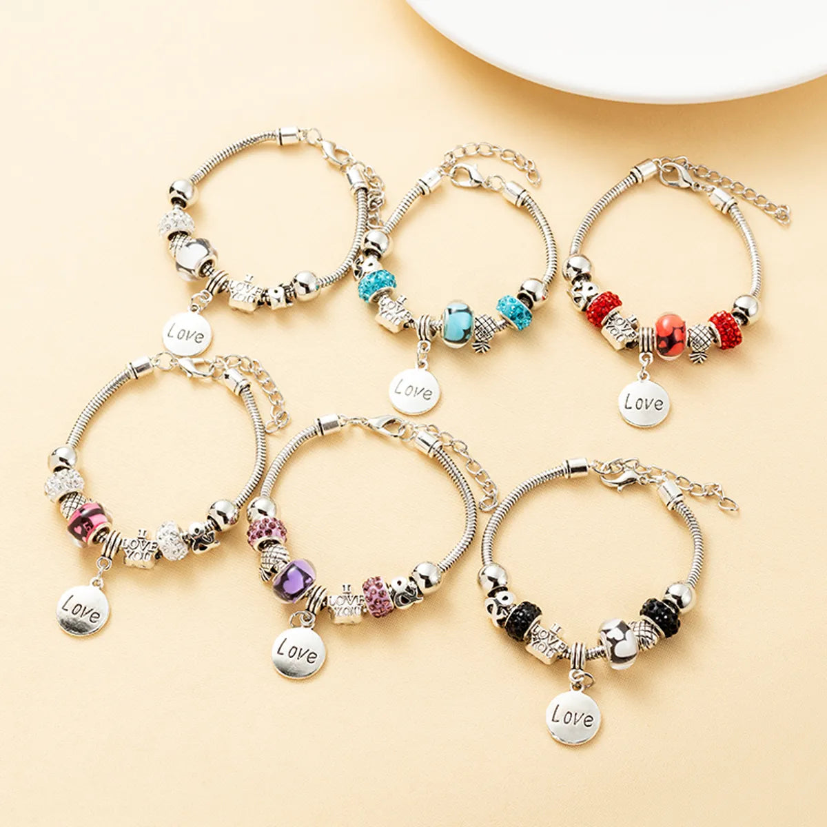 women's two-tone bracelets-Sweet Love Glass Titanium Steel Plating Bracelets