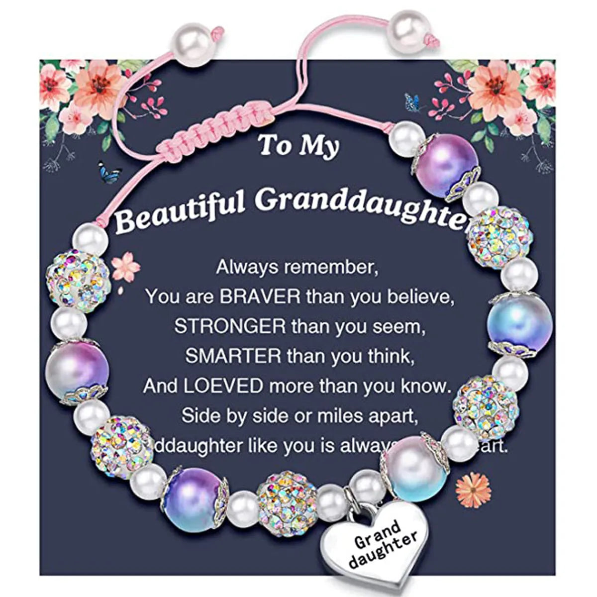 Engraved Blue Purple Granddaughter Card