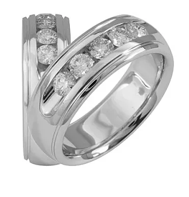 women's hidden halo engagement rings-14K White Gold 0.25cttw I1 H-I Channel Set Dia Wedding Band Sz 10