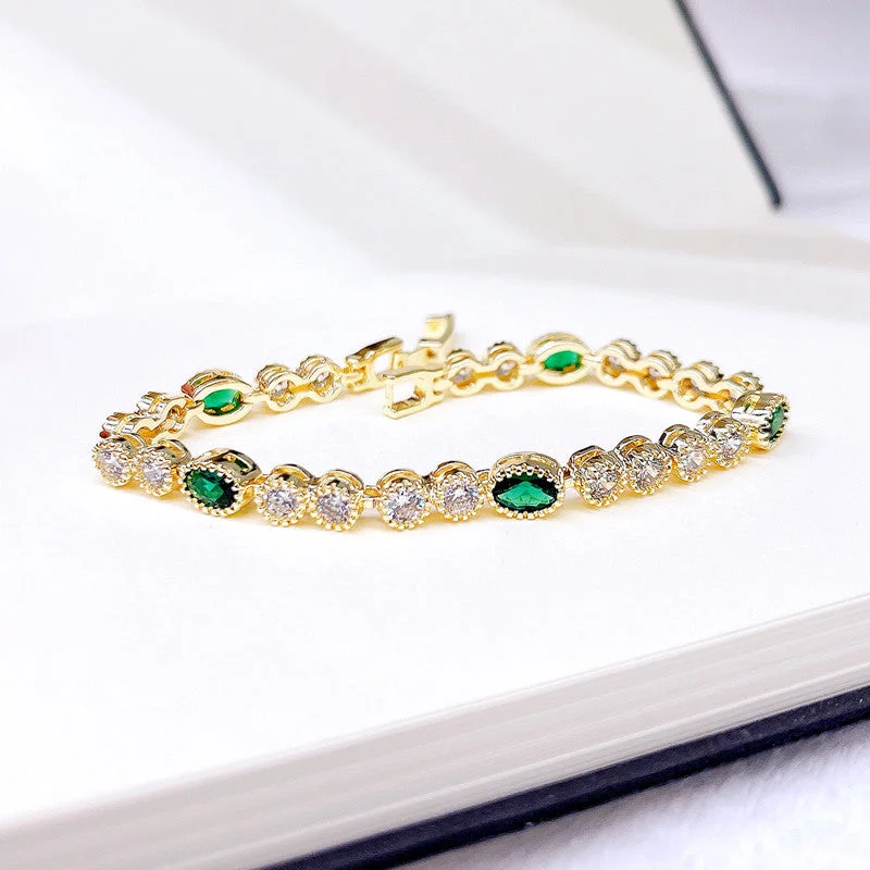 Green Nano White Zirconium Plated with Real Gold about 18cm