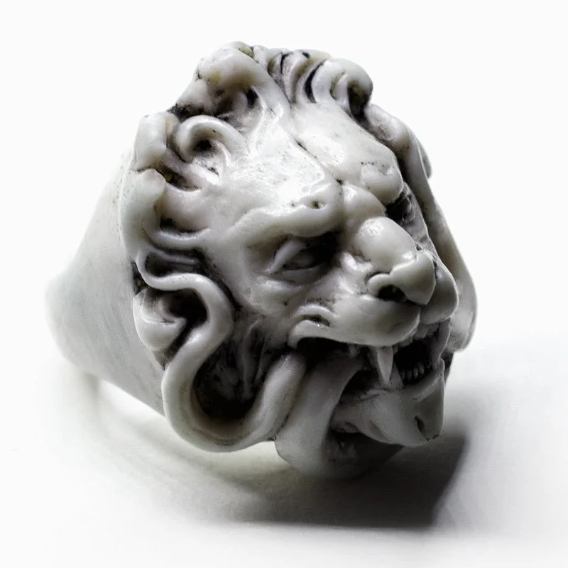 women's trendy rings-Marble Lion ring