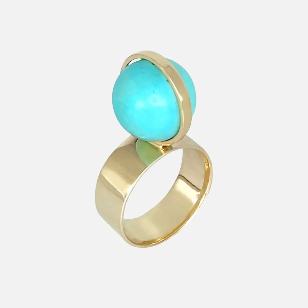 women's open rings-Perched Setting Ring with Turquoise