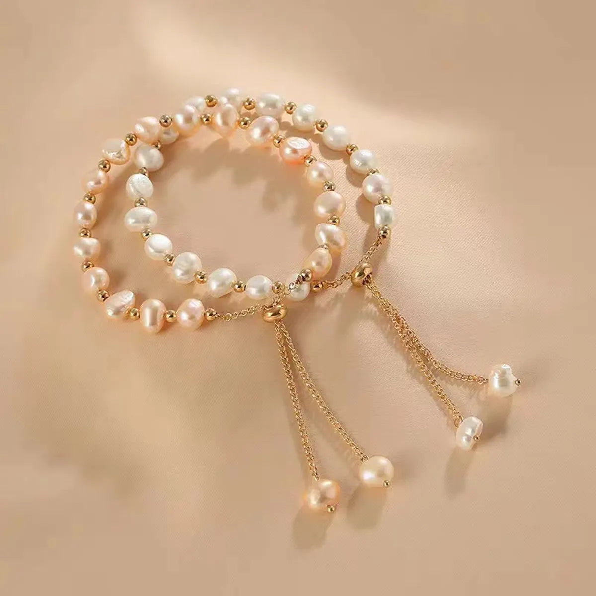 women's chic bangles-Elegant Simple Style Round Imitation Pearl Beaded Plating Women's Bracelets