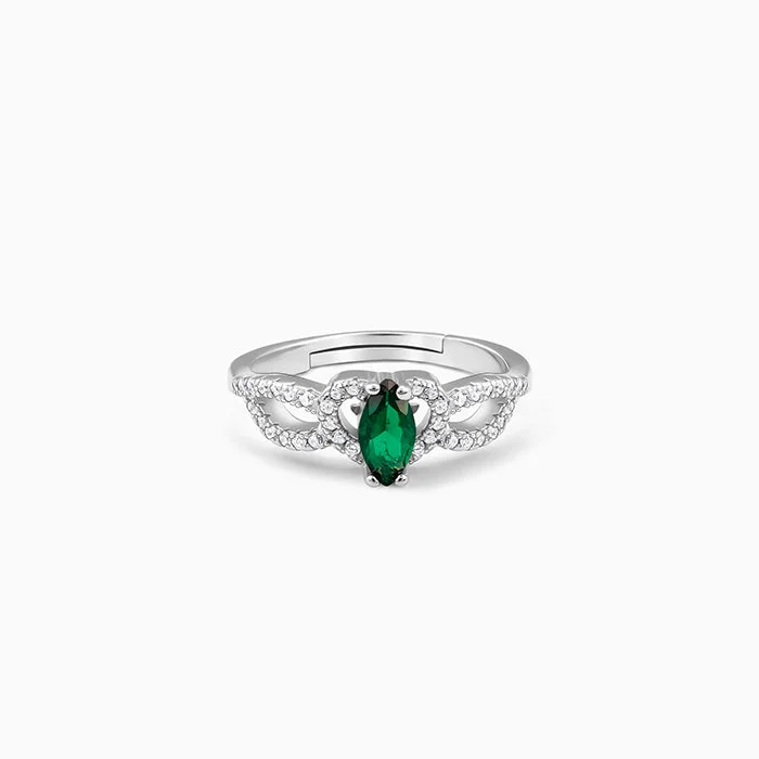 women's zodiac rings-Silver Green Spark Ring