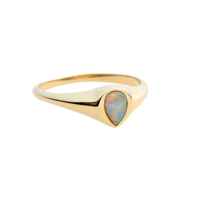 women's moonstone rings-Opal Teardrop