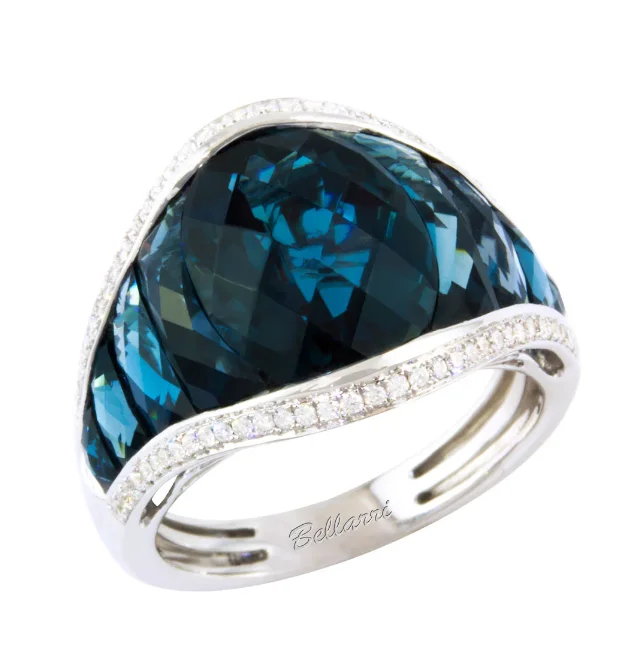 women's sustainable engagement rings-White Gold London Blue Topaz & Diamond Ring by Bellarri