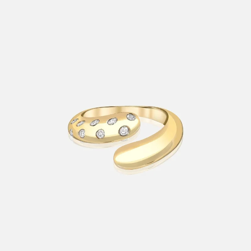 women's eternity rings-Petal Wrap Ring with Scattered Diamonds