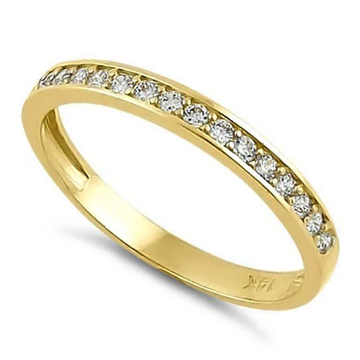 women's heirloom-style engagement rings-Solid 14K Yellow Gold Half Eternity Wedding Band