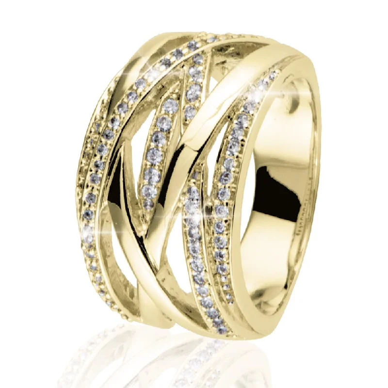 women's platinum rings-Interlace Ring Gold