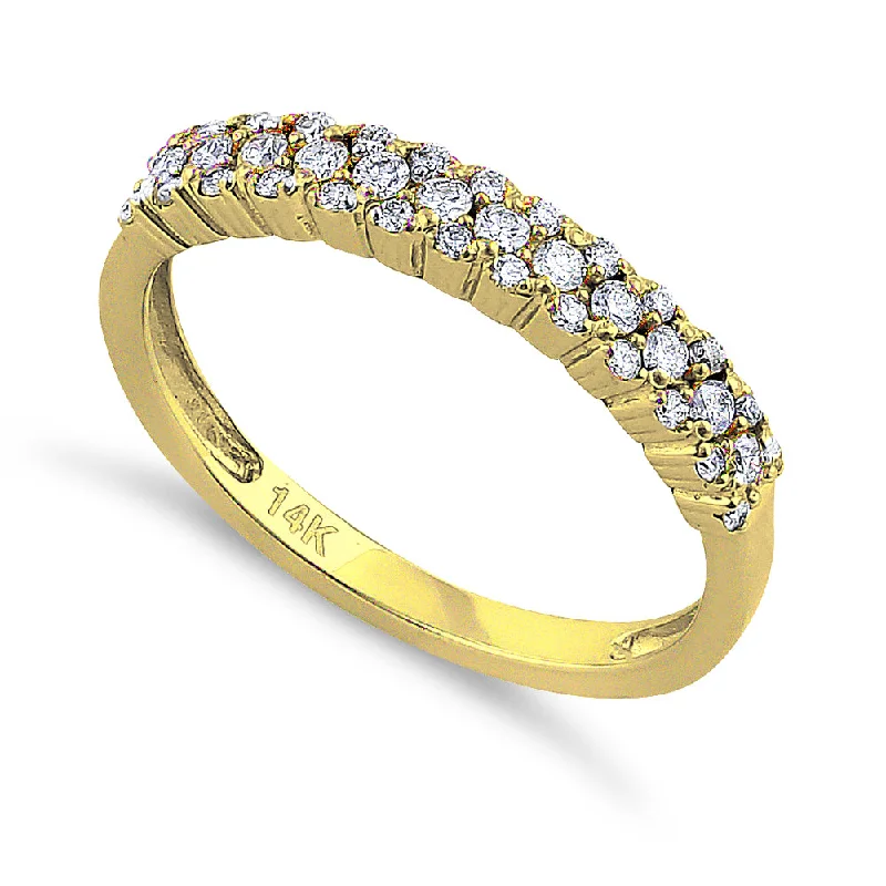 women's nature-inspired engagement rings-Solid 14K Yellow Gold Cluster 0.37 ct. Diamond Ring