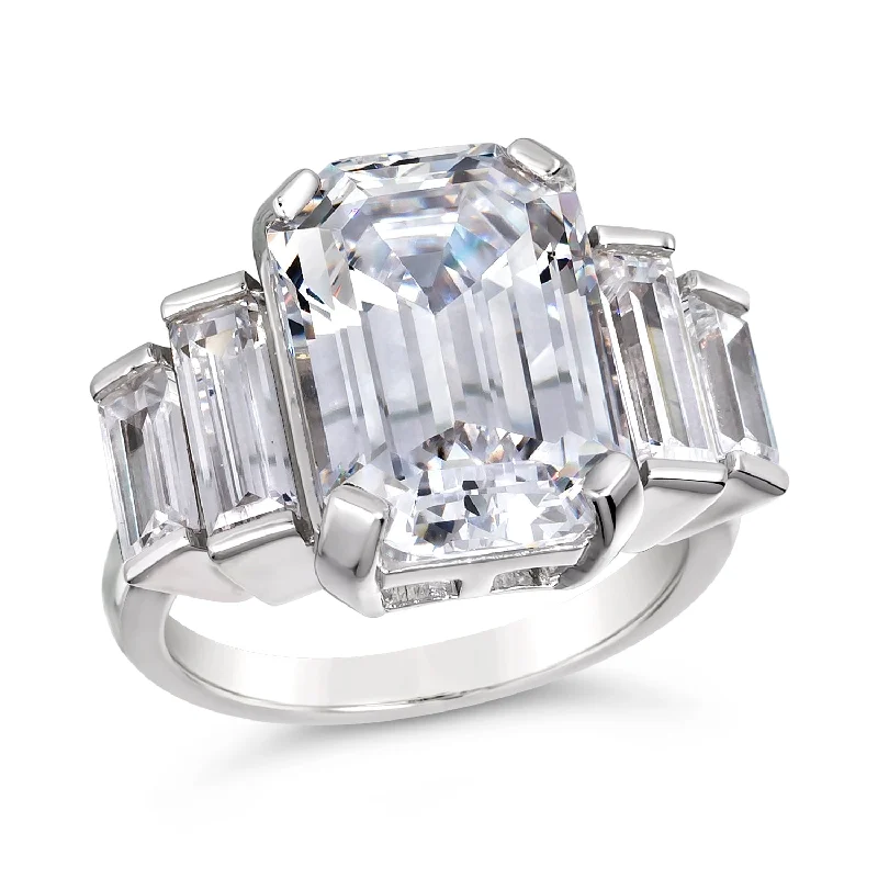 women's diamond rings-Princess Grace Emerald Cut Ring