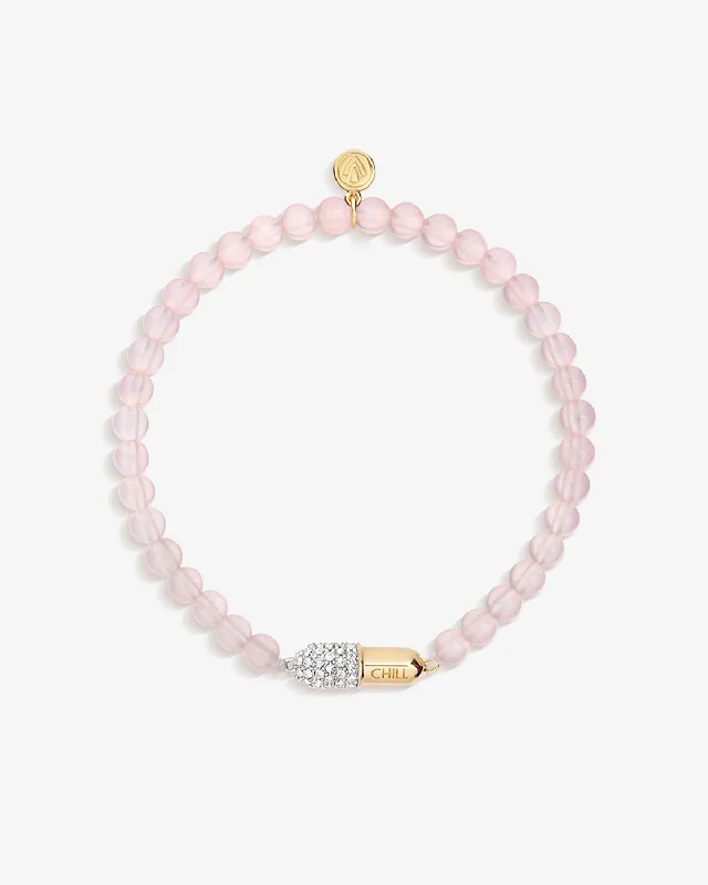 women's antique bracelets-Chill Pill Pavé Bracelet in Rose Quartz