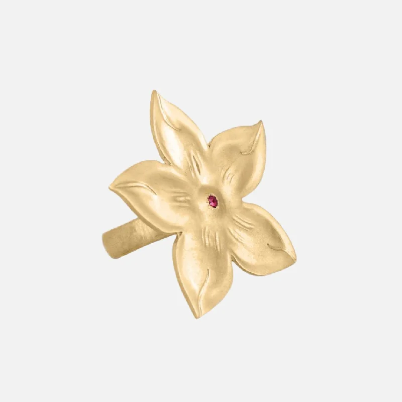 women's spiritual rings-Fleur Ring, Gold