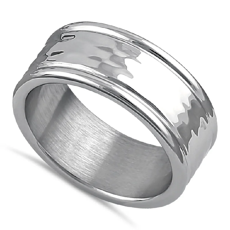 women's custom engagement rings-Stainless Steel Men's Textured Wedding Band