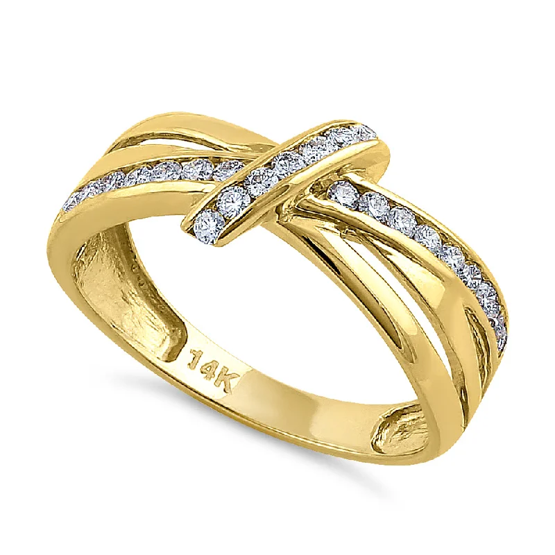 women's leaf engagement rings-Solid 14K Yellow Gold Twist 0.47 ct. Diamond Ring