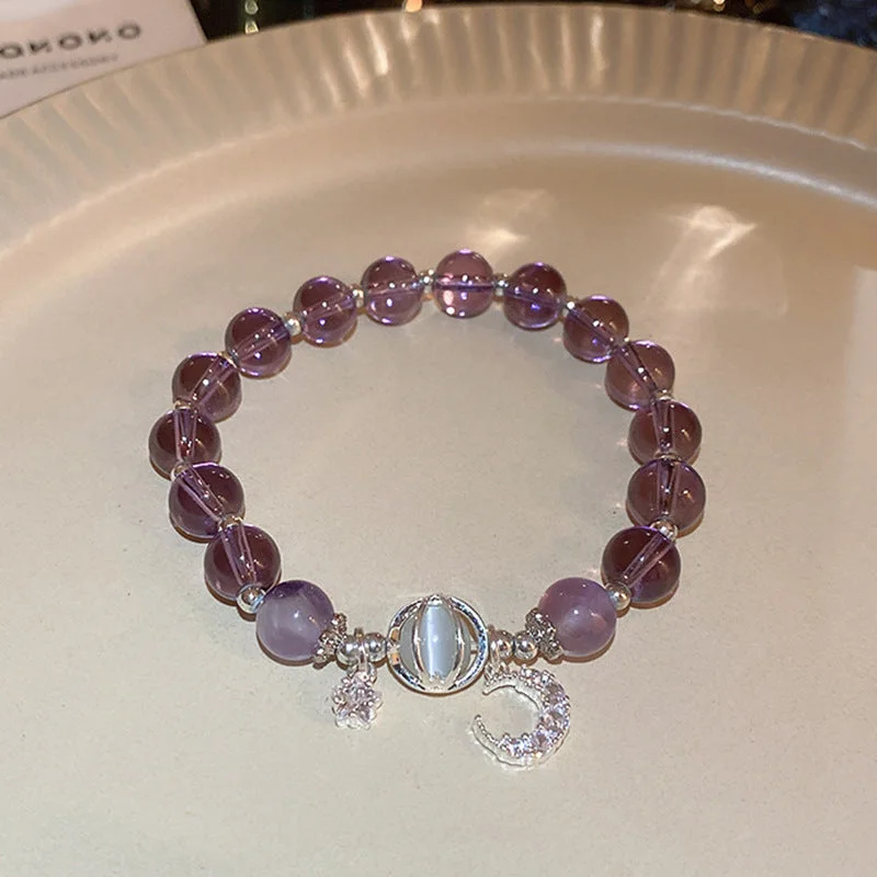 102# Elastic Bracelet-Silver-Purple