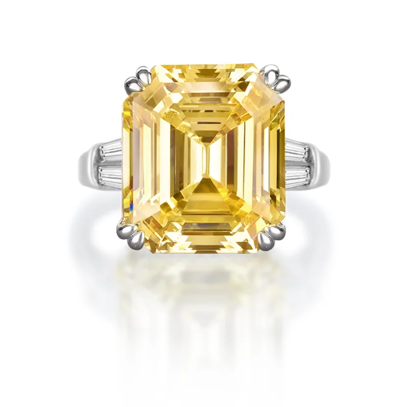 women's celestial rings-Cali 10 Carat Canary Yellow Crystalline Ring