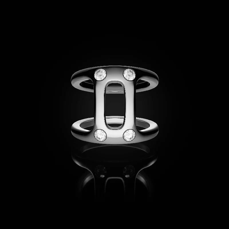 women's titanium rings-DAME PHANTOM II WITH FOUR DIAMOND HITS