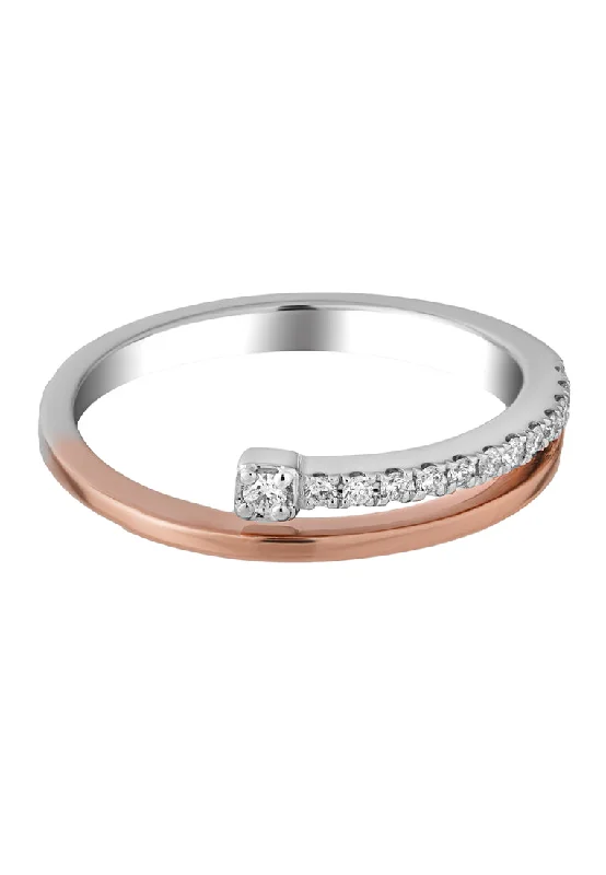 women's personalized engagement rings-TOMEI Beyond Brilliance Diamond Ring, White+Rose Gold 585 (R4945WR)